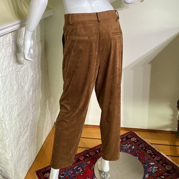 Calvin Klein Ultra Suede Pleated Front Crop Trousers - Picture 8 of 12